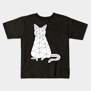 Cat sits straight showing his tail, Cat Geometric for Dark Kids T-Shirt